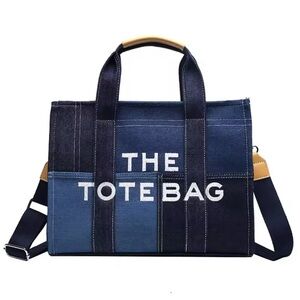 New Denim Contrasting Tote Bag with High-end Feel Niche Crossbody Bag 13x10x5 -